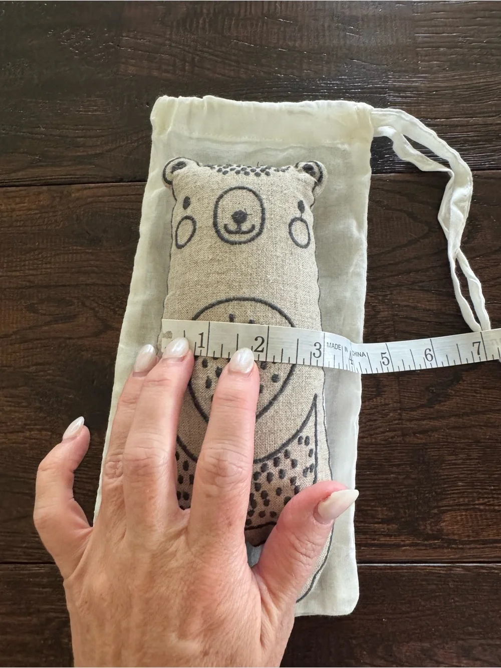 Creative Co-op Beige Bear Linen Weighted Heated Eye Mask